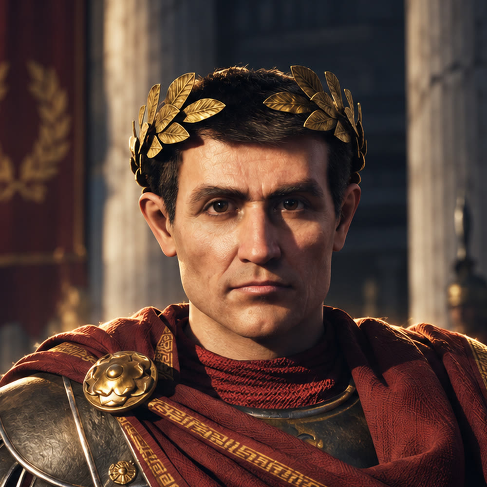 Portrait of Julius Caesar wearing a laurel wreath